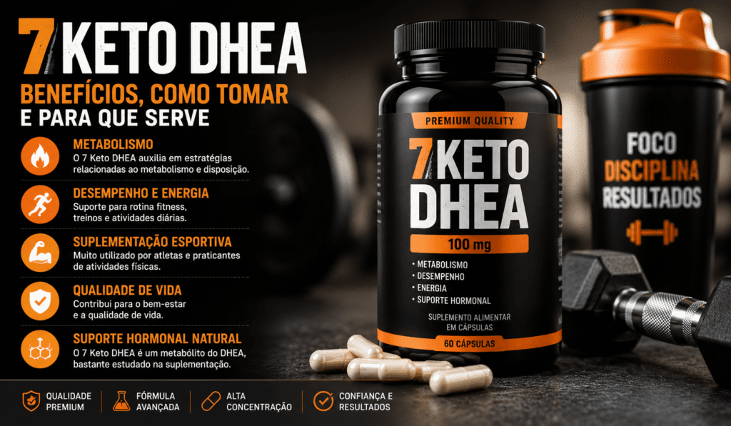 Suplemento 7 Keto DHEA utilizado para suplementação esportiva e metabolismo