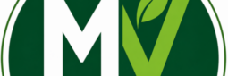 Logo Mais Vitaminas com ícone MV verde representando suplementos, saúde e bem-estar