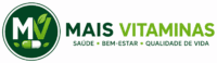 Logo horizontal do Mais Vitaminas com símbolo MV verde e identidade visual voltada para suplementos e saúde