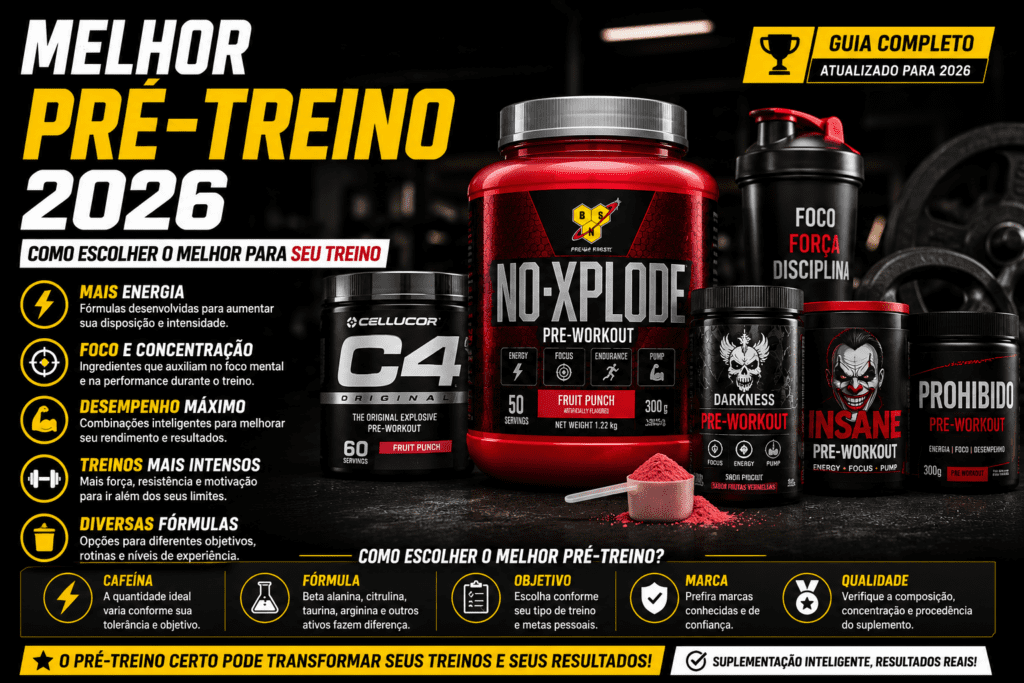 Suplementos pré-treino utilizados para energia e desempenho esportivo