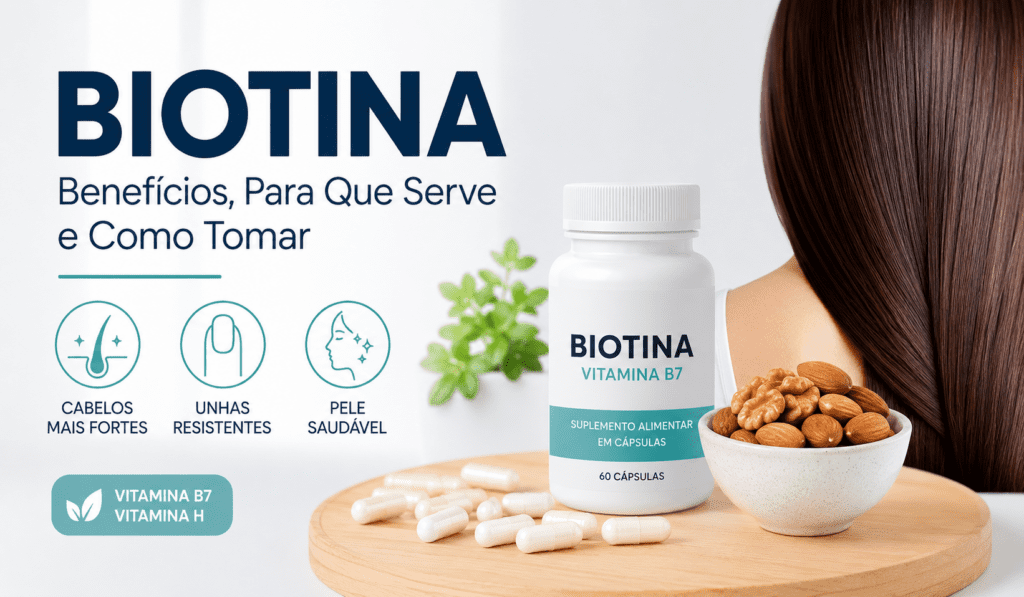 Biotina vitamina B7 para cabelo, pele e unhas