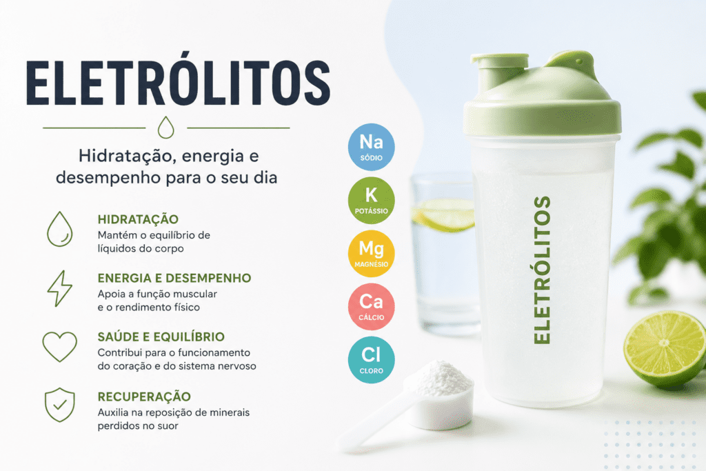 Eletrólitos suplemento para hidratação, energia, desempenho físico e recuperação muscular