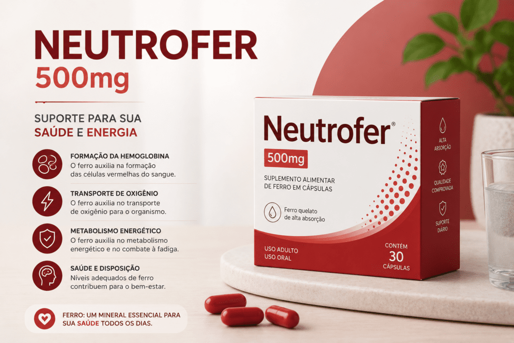 Neutrofer 500mg suplemento de ferro para reposição e saúde nutricional